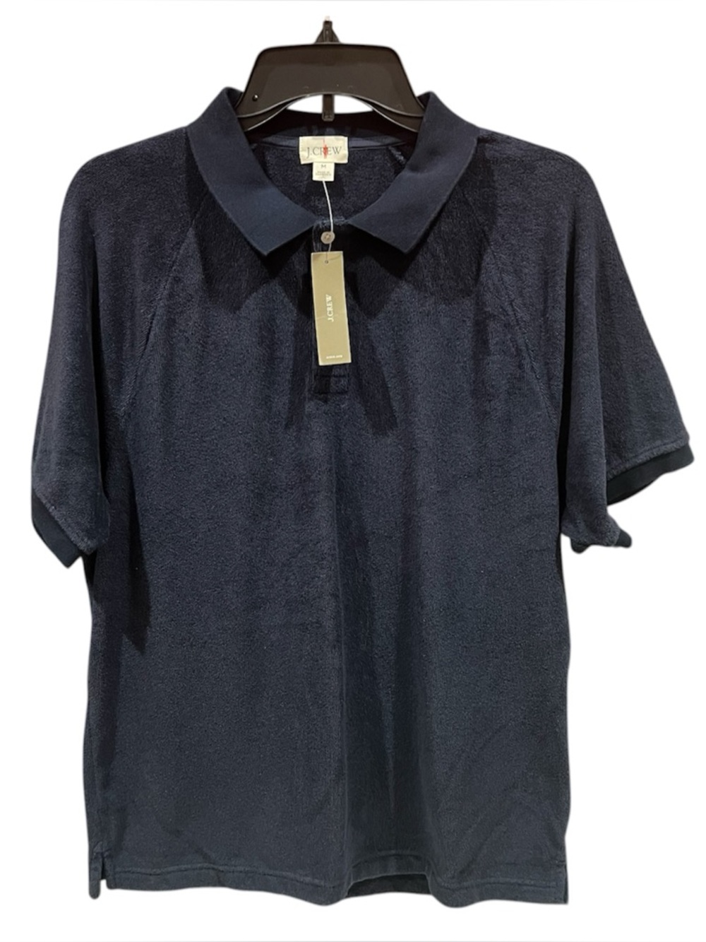 J. Crew Men's Navy Terry Cloth Polo Shirt Size Medium NWT